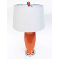 Duza lampa stołowa w kolorze pomarańczowym, ceramika